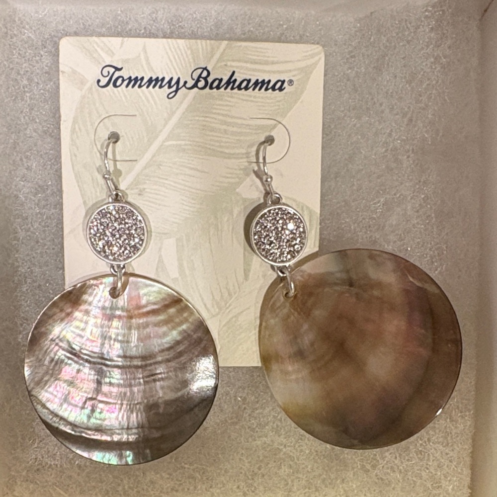 Tommy Bahama Silver and Tan Earrings
